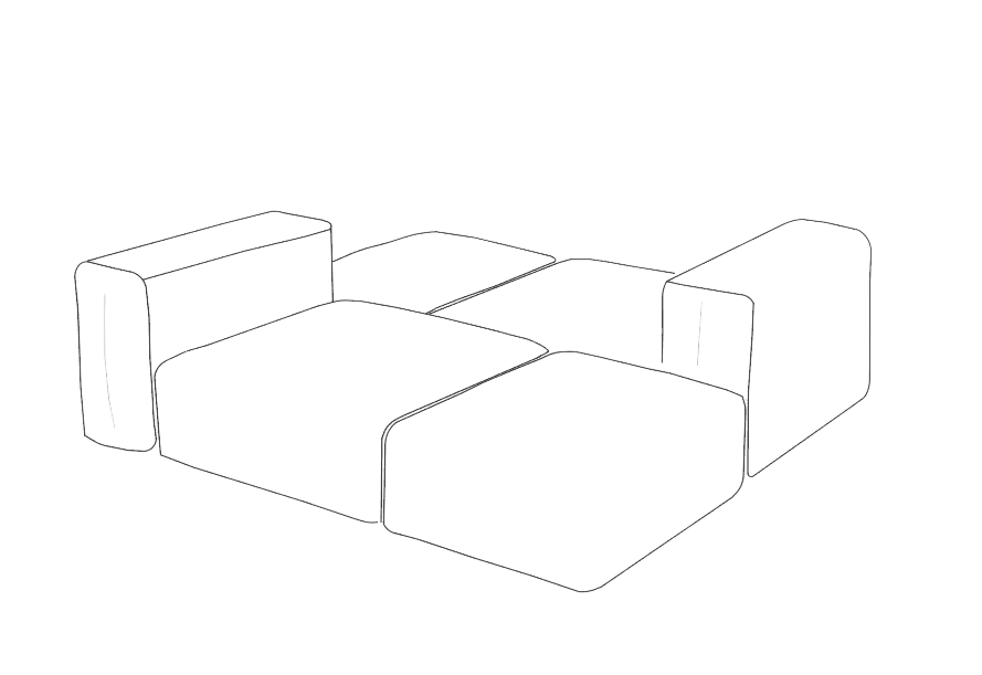 Dibujo de sillón modular